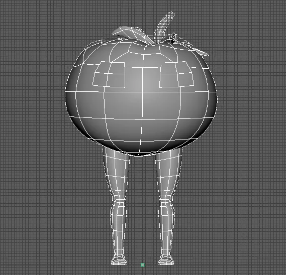 トマトキャラクターのブロックモデル（斜め）